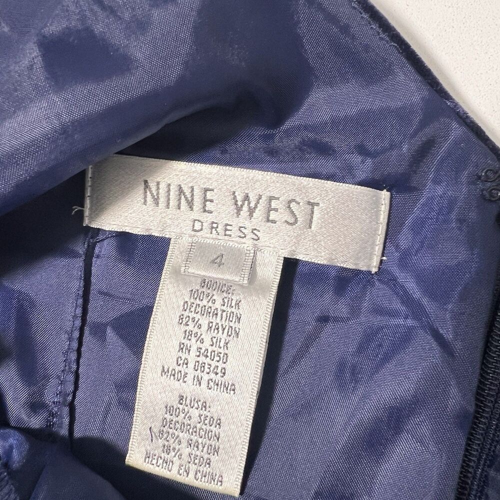 Vintage Nine West Silk Dress Size 6 Blue Beaded HOCO Formal Event Y2K Fairy - Picture 3 of 7